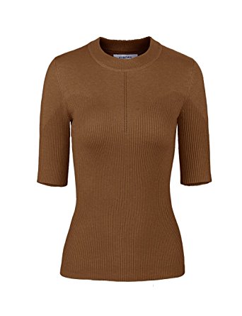 AURORA Womens Round Neck Half Sleeve Fashion Spring Sweater Knit Top