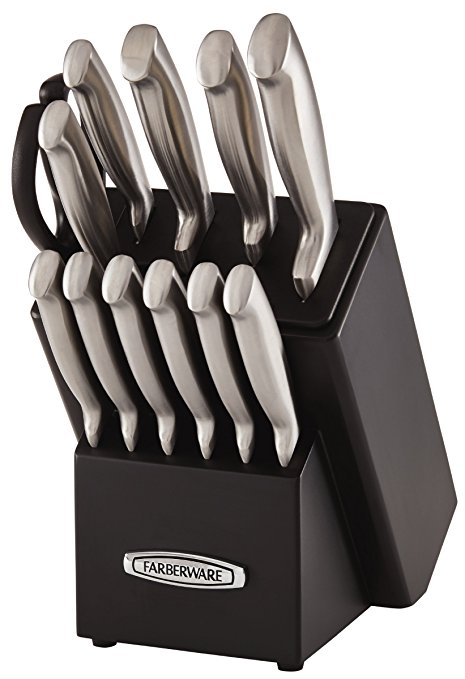 Farberware Self-Sharpening 13-Piece Knife Block Set with EdgeKeeper Technology, Black