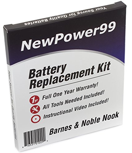 Battery Replacement Kit for the Barnes and Noble NOOK eReader with Installation Video, Tools, and Extended Life Battery.