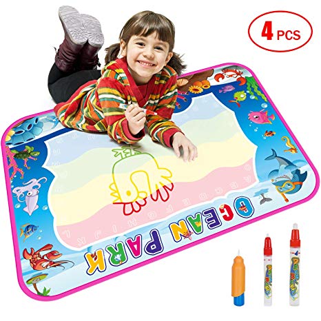 SGILE Drawing Doodles Mat, 27.5"x 19.7" Painting Writing Magic Mat with 3 Drawing Pens, Educational Toy Birthday Present Gift for Boys Girls Kids