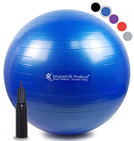 Exercise Ball for Yoga, Pilates, Therapy, Balance, Stability, Posture Support, Desk Chair and Birthing | Anti Burst, Non Slip Design | Workout Guide   eBook | Multiple Sizes