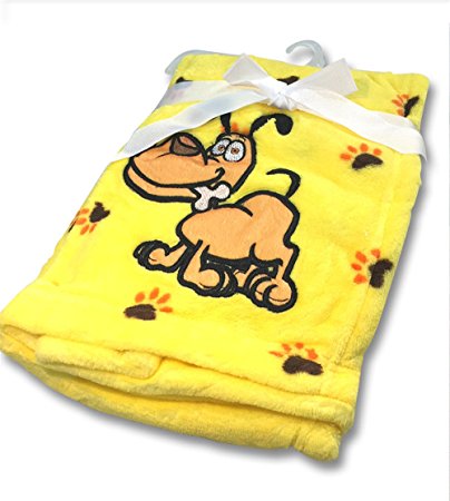 NaXY Flannel Baby Blankets for Girls Boys Yellow Lucky Dog