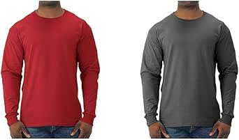 Jerzees Men's Dri-Power Cotton Blend Long Sleeve Tees, Moisture Wicking, Odor Protection, UPF 30 , Sizes S-3x, Multi-Color Bundle