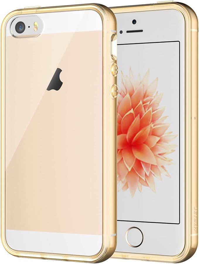 JETech Case for iPhone SE 2016 (Not for 2020), iPhone 5s and iPhone 5, Shockproof Bumper Cover, Anti-Scratch Clear Back, Gold
