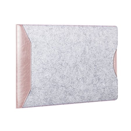 SUNGUY Microfiber Leather Sleeve Cover Bag for MacBook Air and Macbook Pro,Soft Sleeve Cover Bag Case with Flip Pad 13.3 Inches(Rose Gold)