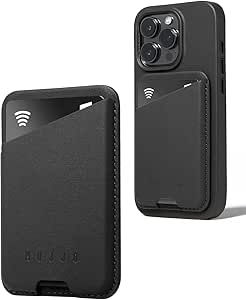 Mujjo Full Leather Magnetic Wallet for iPhone - Three-Card Easy-Access Design - Made from Luxurious Leather & Microfiber - Slim, Secure Design - Black