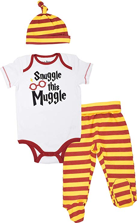 Harry Potter Baby Boys' Layette Clothing Set Bodysuit Pants with Footies & Hat