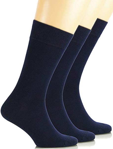 Hugh Ugoli Women's Bamboo Dress Socks Crew Business Casual, 3 Pairs, Shoe Size: 6-9/9-12