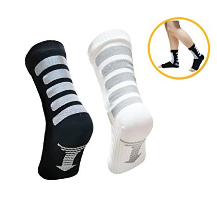 Compression Recovery Foot Sleeves/Plantar Fasciitis Support Socks for Men & Women (2 Pairs) - Improves Blood Circulation, Provides Relief for Swelling, and Foot Pain