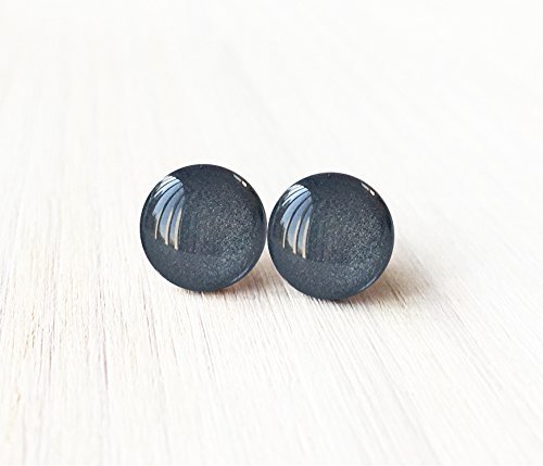 50% OFF SALE - Sparkly Grey Stud Earrings, Surgical Steel Posts, Small Stud Earrings - Grey Stud Earrings - Unisex Earrings - Surgical Steel Stud Earrings
