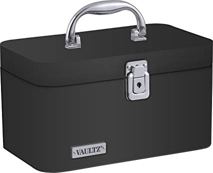 Vaultz Locking Train Case for Cosmetics Storage, Black (VZ03742)