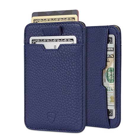 CHELSEA Slim Card Holder Men's Wallet with RFID Blocking by Vaultskin – Top Quality Italian Leather - Ultra Thin Design For Up To 10 Cards (Matt Blue)