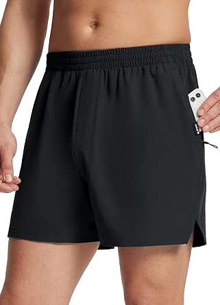 BALEAF Men's 5'' Running Shorts Quick Dry Lightweight Unlined 2 Zipper Pockets Workout Gym