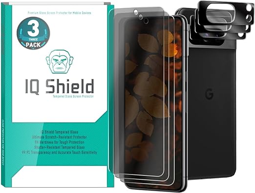 IQShield 3 Pack for Google Pixel 8 Pro Screen Protector Privacy Privacy Glass (Easy Install) Tempered Ballistic Glass HD and (Full Coverage) Transparent Shatter-Proof Shield [Fingerprint Unlock]