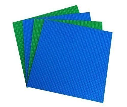 15.75" X 15.75" Green and Blue Construction Base Plates - 4 Pack Bundle