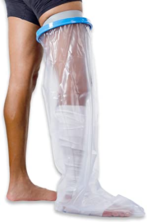 WareHome Supply Cast Protector - Waterproof Shower Protection for Injury - Cover for Broken Leg, Knee, Foot, Ankle, Burn and Wound - Heavy-Duty, Reusable Vinyl - Fits Adult Men and Women of All Sizes