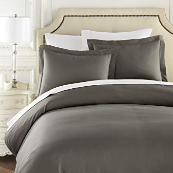 1500 Thread Count Egyptian Quality Duvet Cover Set, 3pc Luxury Soft, King-Gray