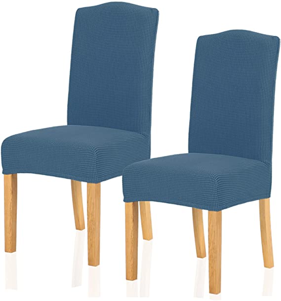 TIANSHU Stretch Chair Covers for Dining Room Set of 2, Dining Room Chair Covers for Home Decor, Removable Dining Chair Cover Non-Slip Kitchen Chair Cover Parson Chair Slipcover (2 Pack, Denim Blue)