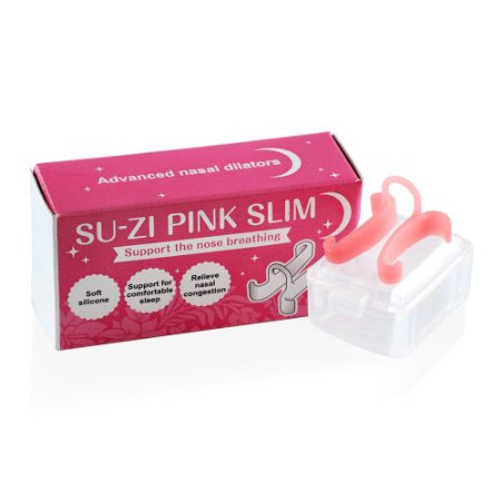 SU-ZI PINK SLIM Anti Snoring Silicone Nose Nasal Dilators/ Strips Snore Guard Nose Clip Breathe and Sleep Right 1-Count
