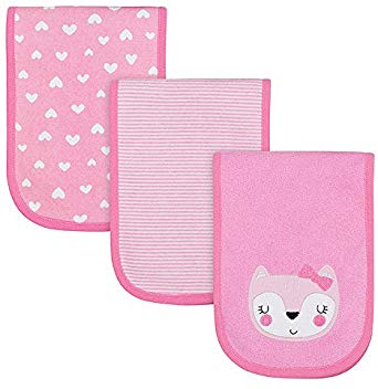 GERBER Baby Girls' 3-Pack Terry Burp Cloth