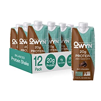 OWYN - 100% Vegan Plant-Based Protein Shakes | Dark Chocolate, 11.14 Fl Oz (Pack of 12) | Dairy-Free, Gluten-Free, Soy-Free, Tree Nut-Free, Egg-Free, Allergy-Free, Vegetarian