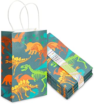 Small Dinosaur Birthday Party Favor Bags for Kids (5.5 x 9 x 3.15 In, 24 Pack)