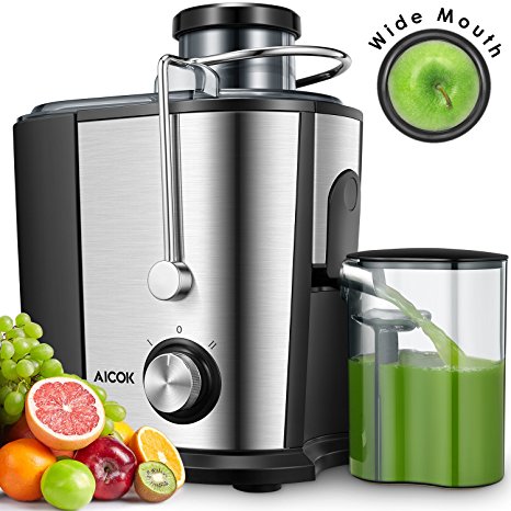 Juicer Juice Extractor, Aicok Wide Mouth Centrifugal Juicer, BPA-Free Food Grade Stainless Steel, Dual Speed Setting Juicer Machine with Anti-drip Function for Fruits and Vegetables