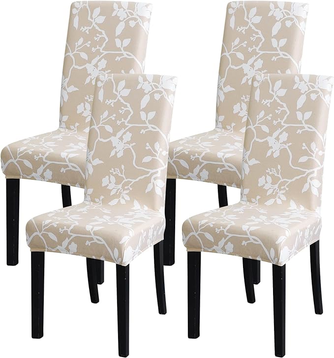 FORCHEER Dining Chair Covers Set of 4 Stretch Floral Dining Chair Slipcovers for Parson Chairs 4 Pack Washable Removable，(4,#16)