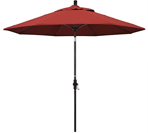 California Umbrella GSCUF908117-F13 9' Round Aluminum Pole Fiberglass Rib Market Patio Umbrella, Bronze, Red