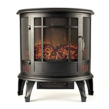 Torino Curved Electric Fireplace Free Standing Portable Space Heater Stove