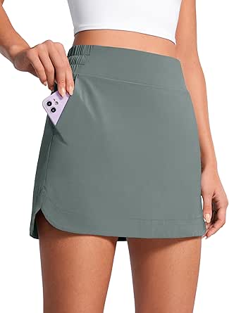 CRZ YOGA High Waisted Golf Skirts for Women A Line Tennis Athletic Casual Skort Skirt with Shorts Pockets