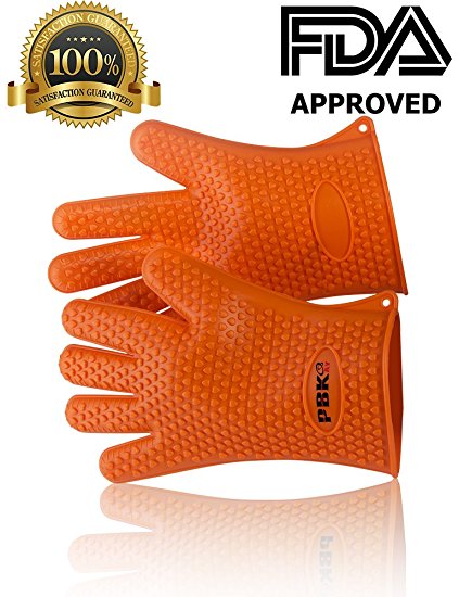Heat resistant BBQ Gloves Oven Mitts, will protect your hands up to 425F -Lifetime warranty-