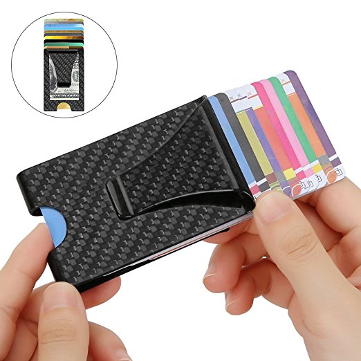 Money Clip, totobay Double-Sided Slim Wallet RFID Blocking Carbon Fiber Money Clip for Men Multi-functional Business Card Holder Upscale Carbon Fiber wallet Gifts