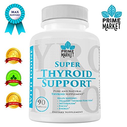 Highest Potency Thyroid Support Supplement Essential Nutrients Iodine L- Tyrosine Bladderwrack Ashwagandha Non GMO Capsules Boost Energy Increase Metabolic Wellness Improve Sleep Cycle Guaranteed