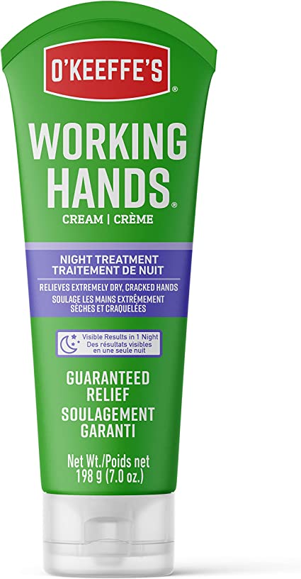 O'Keeffe's Working Hands Night Treatment Hand Cream, Restorative Lotion Works While You Sleep, Deep Conditioning Oils, 7oz/198g Tube, (Pack of 1), 107614