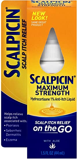 Scalpicin Maximum Strength Scalp Itch Liquid Treatment- For Relief From Itchy Scalp, Psoriasis, Eczema & Seborrheic Dermatitis With Hydrocortisone & Aloe Vera, 1.5 oz