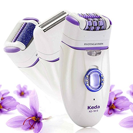 3 in 1 Powerful Epilator Lady Shaver Callus Remover Flend Skin Care Set. Double Active Areas on Head Realize Double Effectiveness.