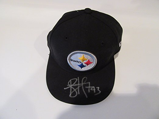 TROY POLAMALU SIGNED AUTOGRAPHED BLACK PITTSBURGH STEELERS FITTED HAT COA