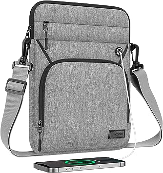 MoKo 9-11 Inch Tablet Sleeve Bag, Fits iPad Air 5 10.9" 2022, iPad 9/8/7th 10.2, iPad 10th 10.9, iPad Pro 11 M2 2022-2018, Multifunctional Bag with Shoulder and Headphone Port, Light Gray