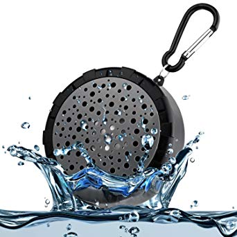 Splashproof Shower Speaker Outdoor Wireless Portable Waterproof IPX6 Bluetooth Speaker With Suction Cup and Hanging Loop -Black