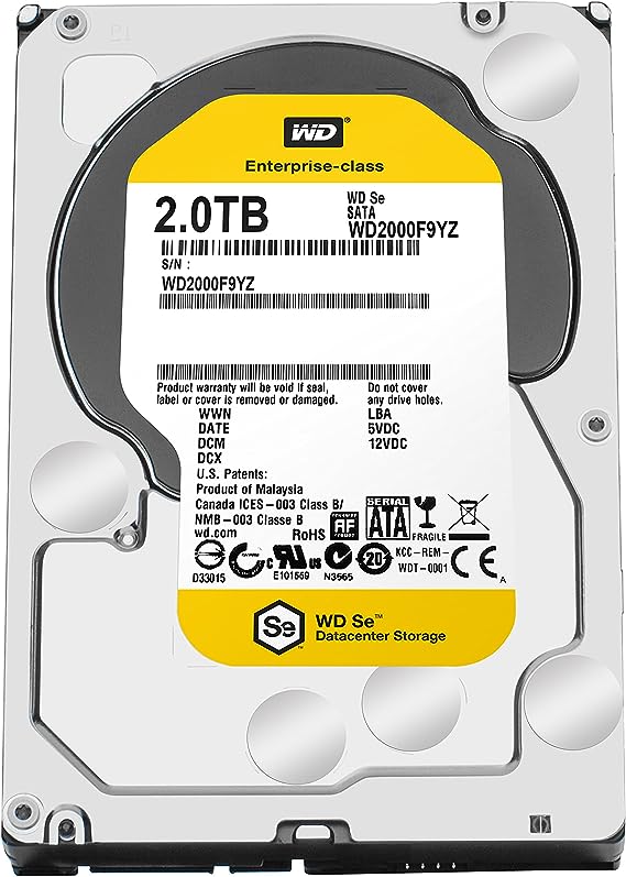 WD SE 2TB Datacenter Hard Disk Drive - 7200 RPM SATA 6 Gb/s 64MB Cache 3.5 Inch - WD2000F9YZ