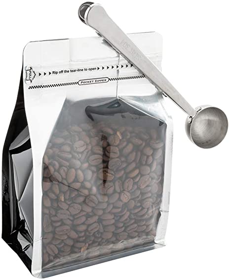 Restpresso 1 Tbsp. Stainless Steel Coffee/Measuring Scoop - with Bag Clip - 1 count box - Restaurantware