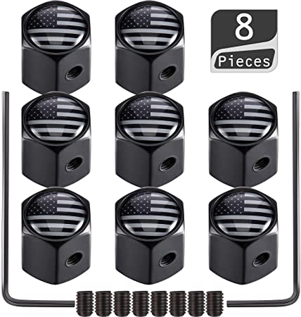 Mudder American Flag Valve Stem Cap, Tire Valve Stem Caps, Anti-Theft Hexagon Design fits Cars, Trucks, Bikes, Motorcycles, Bicycles, Dustproof Seal, All-Weather, Lock Tight Fit (8 Pieces)