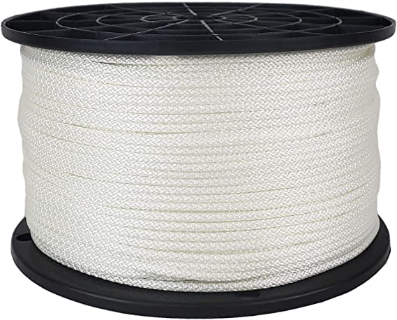 1/8 inch White Polyester Rope - 500 Foot Spool | Low Stretch - Industrial Grade - High UV and Abrasion Resistance