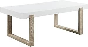 Coaster Home Furnishings Pala Rectangular Coffee Table with Sled Base White High Gloss and Natural