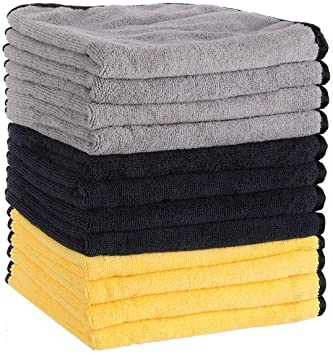 MATCC Microfiber Cleaning Cloths 12 Pack Premium Microfiber Towels for Cars Detailing Or Drying Towels for Cleaning Car Windows Dishes 16'' x 16''