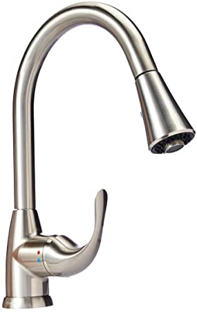 AmazonBasics AB-KF709-SN Standard Pull-Down Kitchen Faucet, Satin Nickel