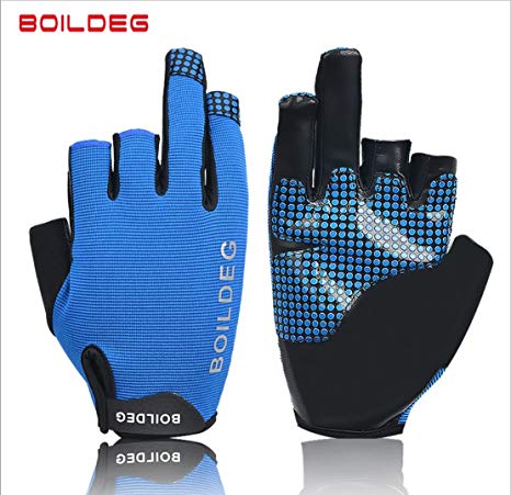 boildeg Professional 3 Fingers Fishing outdoor sport gloves Wear Resistant and anti Skid use for Fishing Boating (Pack of 1 Pair)