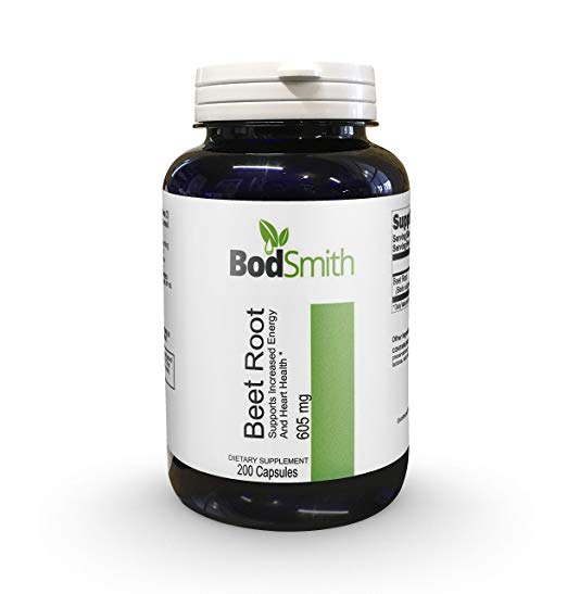 Pure Beet Root 605mg 200caps Increase Athletic Performance, Lower Blood Pressure, Regulate Insulin Response, Kidney, Liver & Blood Health and Nitric Oxide Supplement (Non GMO & Gluten Free)