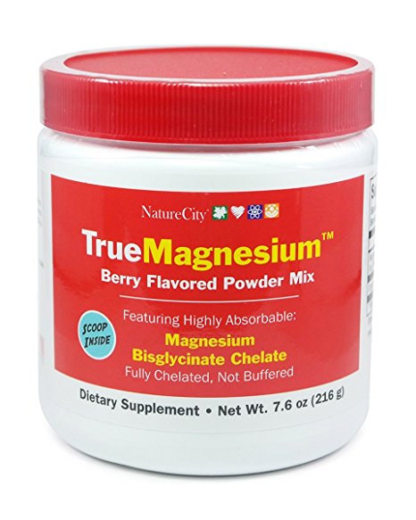 TrueMagnesium Berry Flavor Drink Powder Sugar Free TRAACS Magnesium Bisglycinate 200mg - 60 Servings